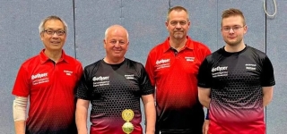 Die erfolgreichen Tischtennisspieler aus Ueckermünde: Tuan Trinh, Mario Lejeune, Jörn Klünder und Tobias Meitzner (von links). Foto: ZVG