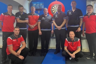 Ueckermünder Haffmücken und Greifswalder Dartfighter beim Landespokal in der Dartskantine des SV Einheit Ueckermünde e.V. Foto: ZVG